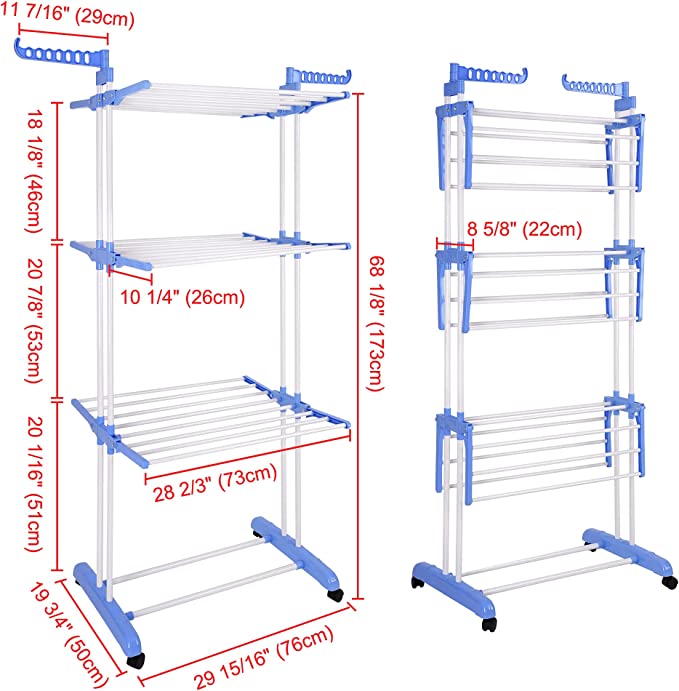 [PZDER8] 3 Layer Clothes Drying Rack[66D x 73W x 169.5H centimeters]