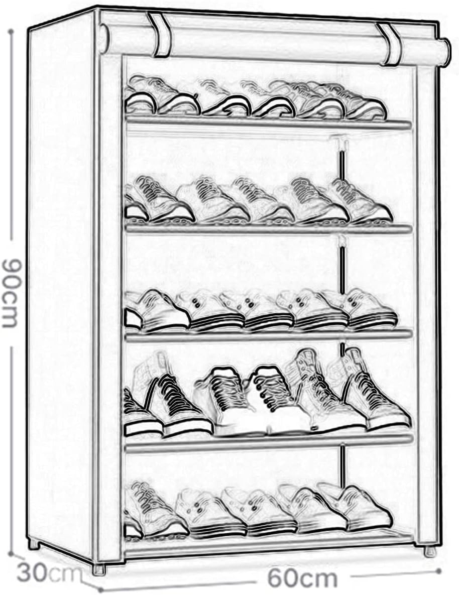 Silver gray 6-layer shoe rack shoe cabinet storage