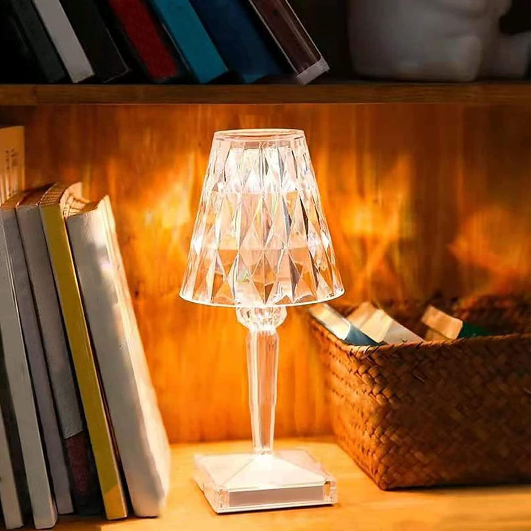 Acrylic Diamond Glow Table Lamp, Cordless Crystal