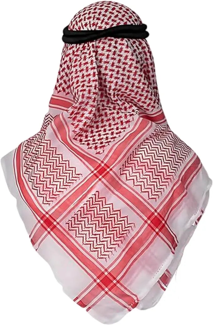 Arab Shemagh Headscarf Muslim Headcover (Multicolor) (Black)