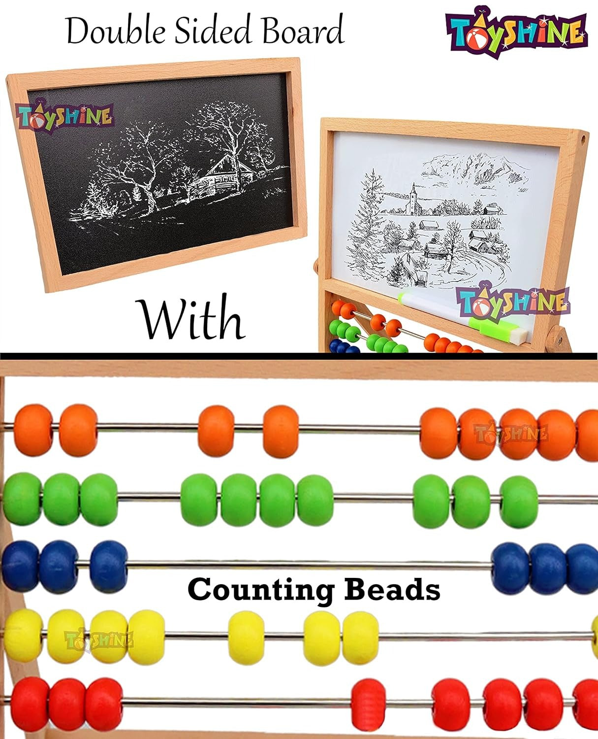 Multifunctional Computing Frame, Double-sided Black And White Drawing Board, Early Childhood Puzzle, Math Teaching Aids, Abacus Calculation Frame, Wooden Toys, The Best Toy For Babies