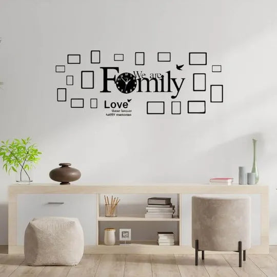 WE ARE FAMILY CLOCK WITH FRAMES (Black)