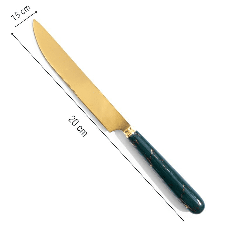 Golden Knife with Green Ceramic Handle (3 Pcs)
