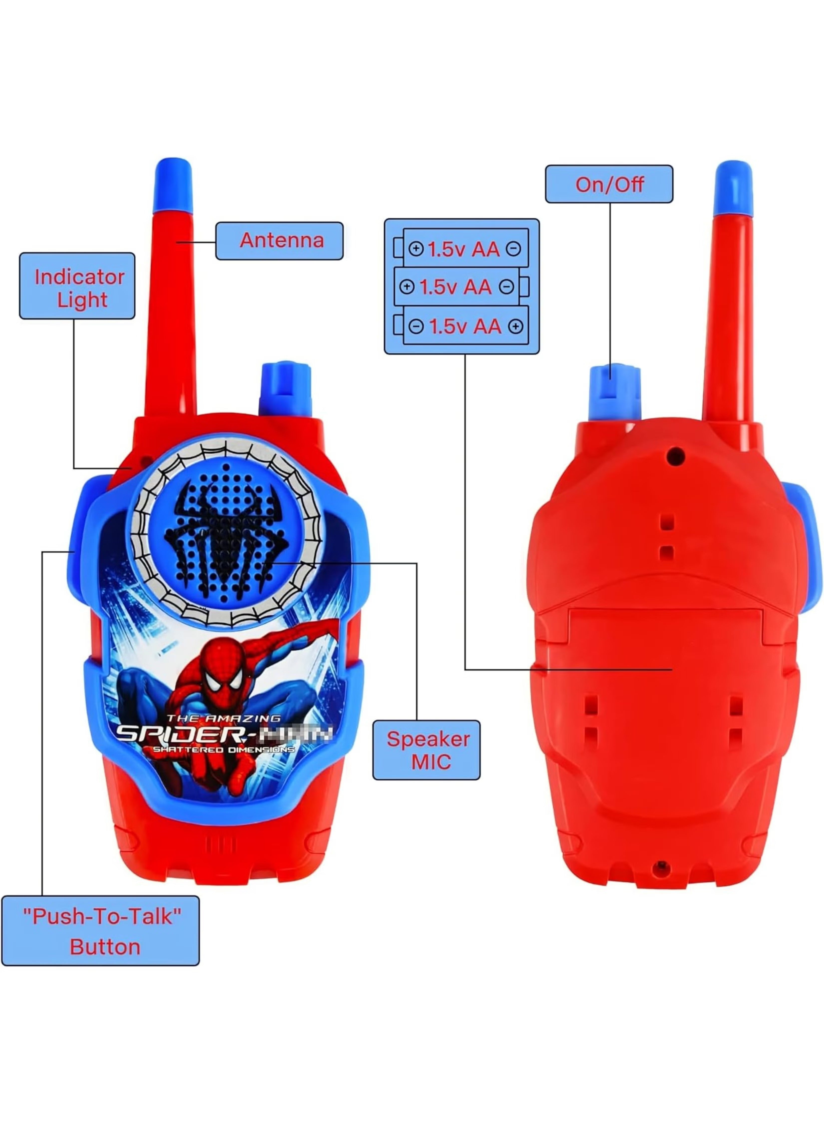 PEC Toy Walkie Talkie for Kids | Superhero Walkie Talkie with Extendable Antenna Kids Walkie Talkie for Extra Range