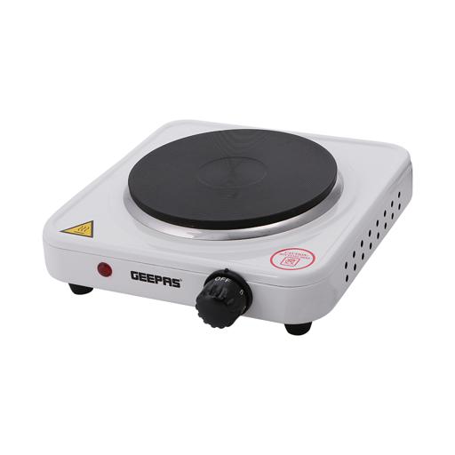 Geepas 1000W Single Hot Plate for Flexible & Precise Table Top Cooking - Cast Iron Heating Plate - Portable Electric Hob with Temperature Control GHP3201