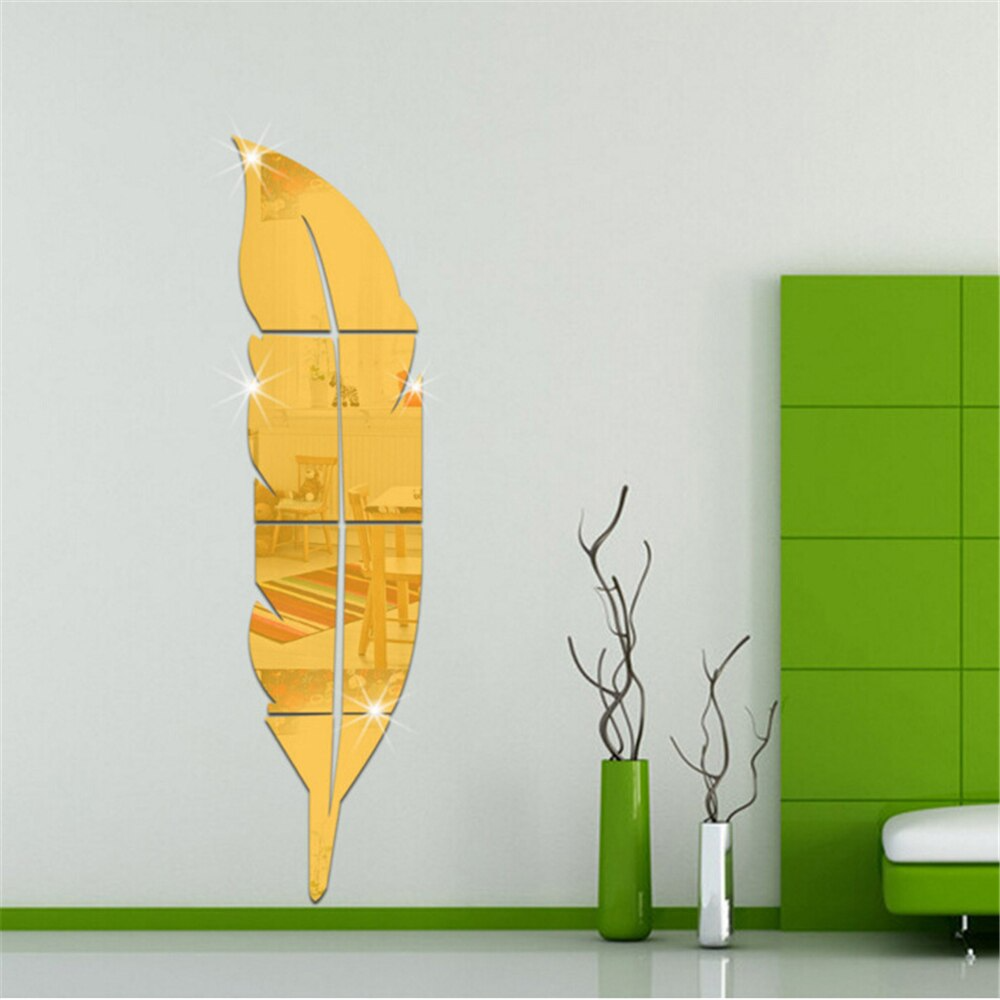 3D Acrylic Leaf Mirror Wall Art 30cm x 120cm